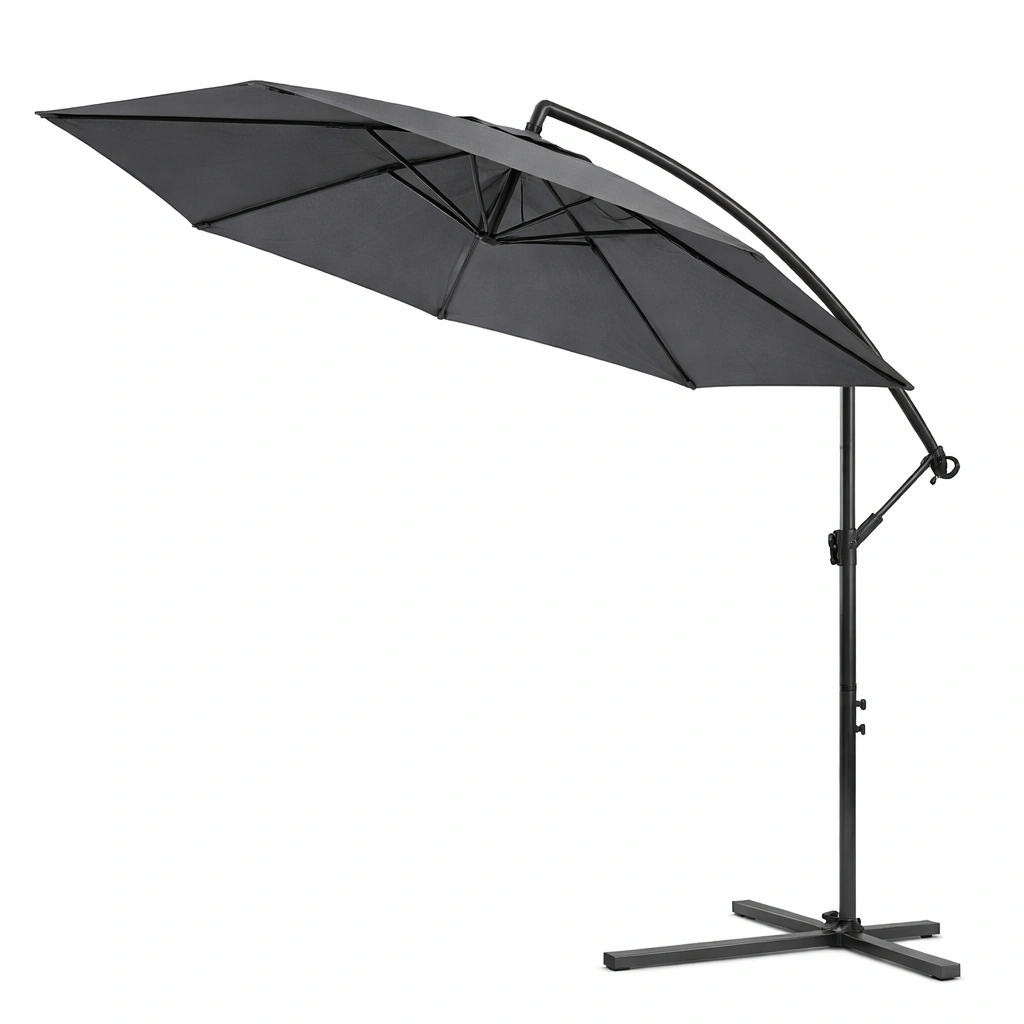 Sombrilla lateral con brazo metalico y diseno moderno para exterior-cozanoe